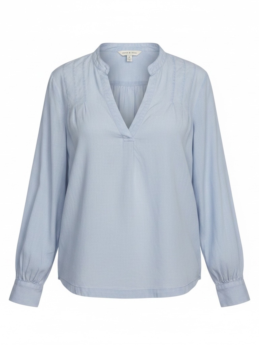 NWT Cloth & Stone Light Blue Tencel Pintuck Split V-Neck Blouse XS Anthropologie